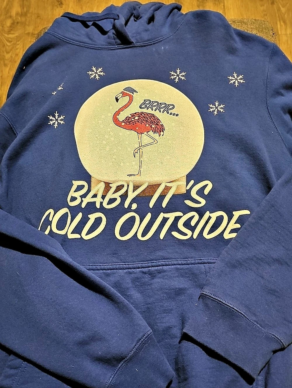 Christmas Sweatshirt Flamingo Holiday Festive Large Woman Snow Beach Vintage